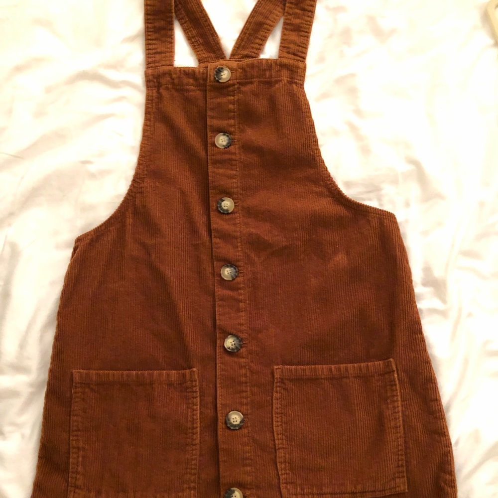 Brown corduroy jumper overalls dress